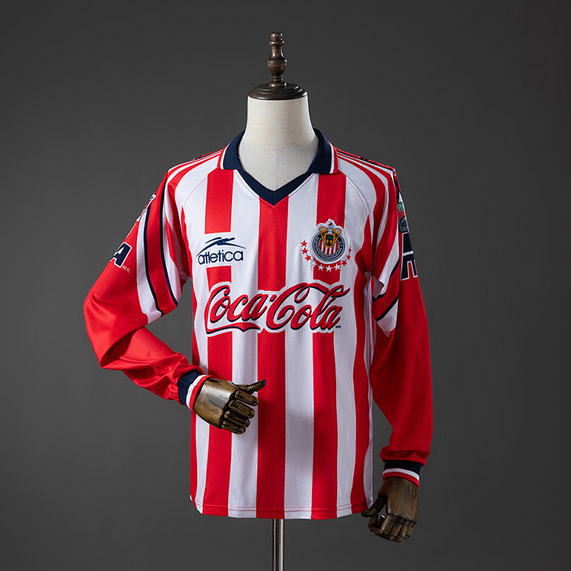Camiseta retro de manga larga Chivas Guadalajara 98-99, local, tallas S-XXL